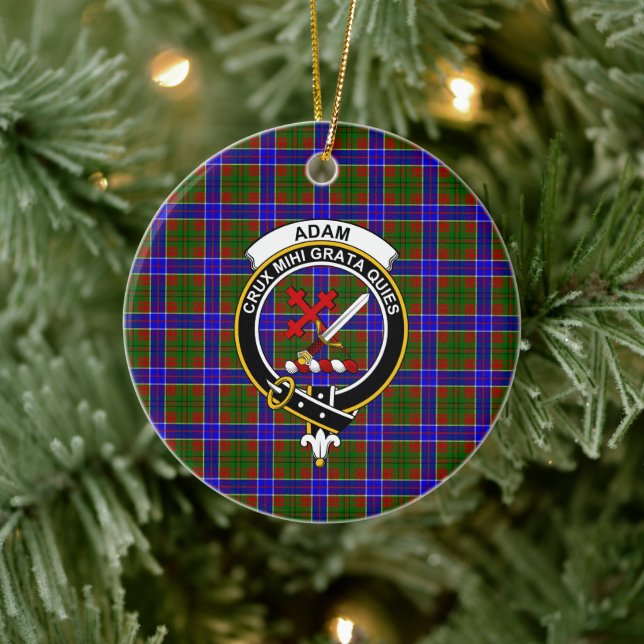 Scottish Klan Adam Tartan och Vapensköld Julgransprydnad Keramik (Träd)