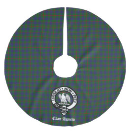 Scottish Klan Agnew Tartan Vapensköld Anpassade Julgransmatta Borstad Polyester