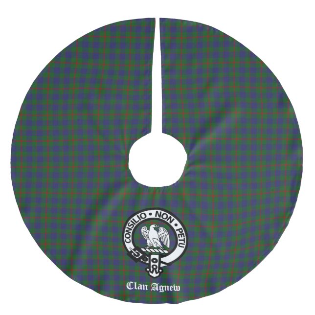 Scottish Klan Agnew Tartan Vapensköld Anpassade Julgransmatta Borstad Polyester (Framsidan)