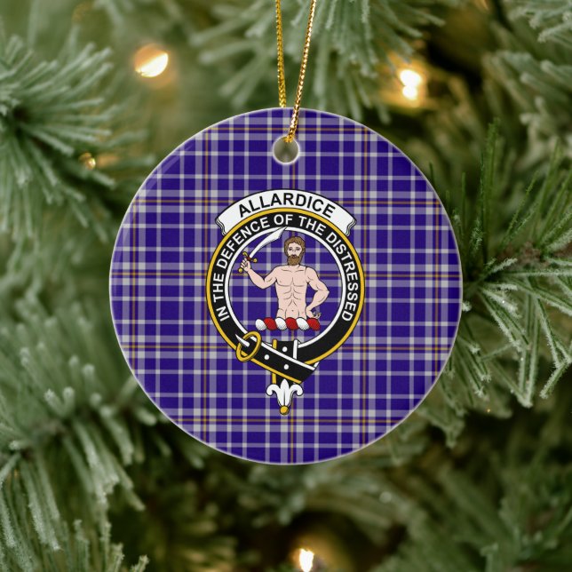 Scottish Klan Allardice Tartan och Vapensköld Julgransprydnad Keramik (Träd)