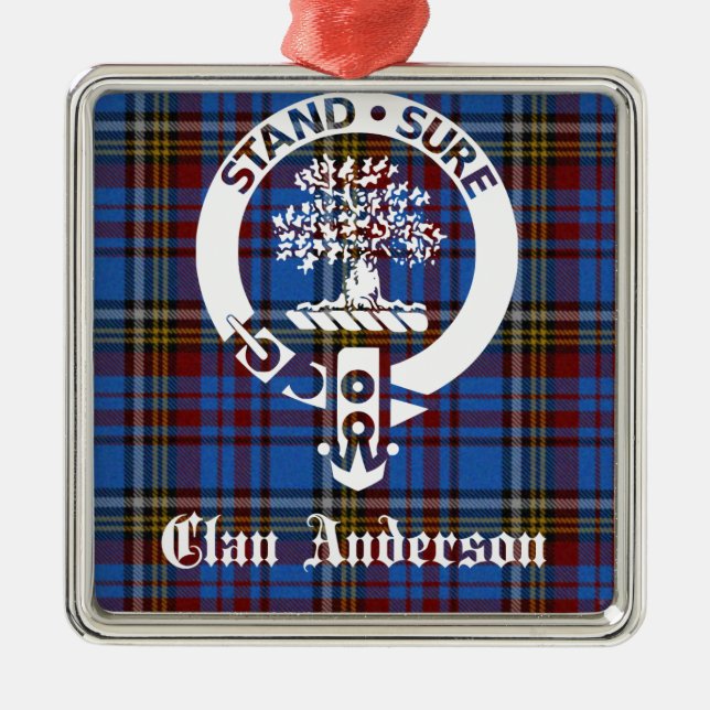 Scottish Klan Andersson Vapensköld & Tartan Julgransprydnad Metall (Framsidan)