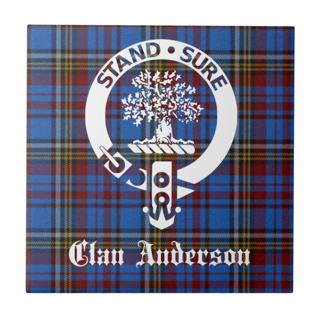 Scottish Klan Andersson Vapensköld & Tartan Kakelplatta (Framsidan)
