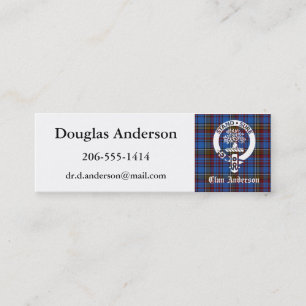 Scottish Klan Andersson Vapensköld & Tartan Mini Visitkort