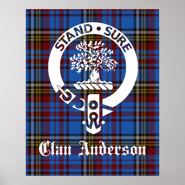 Scottish Klan Andersson Vapensköld & Tartan Poster (Framsidan)