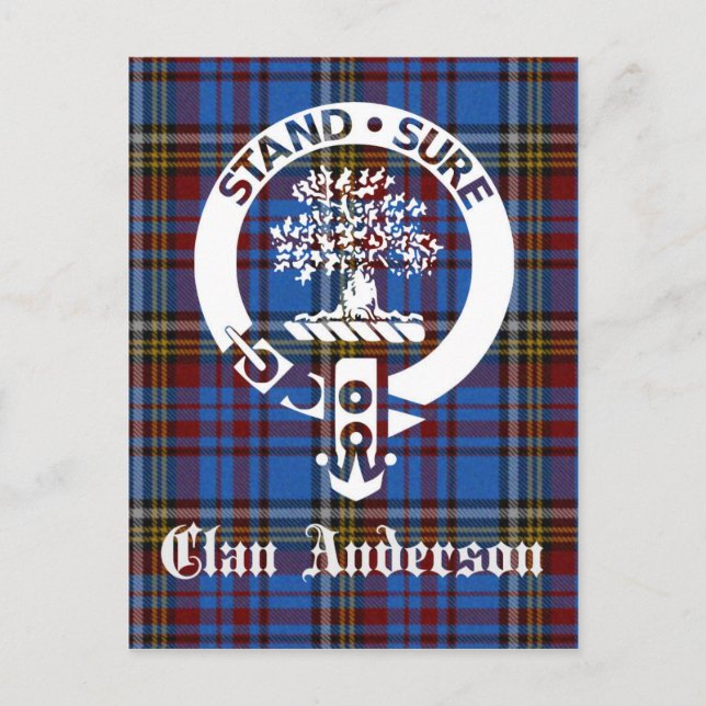 Scottish Klan Andersson Vapensköld & Tartan Vykort (Framsida)