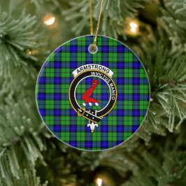 Scottish Klan Armstrong Tartan och Vapensköld Julgransprydnad Keramik