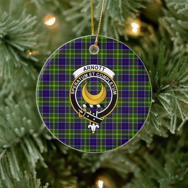 Scottish Klan Arnott Tartan och Vapensköld Julgransprydnad Keramik (Träd)