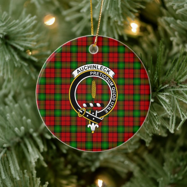 Scottish Klan Auchinleck Tartan och Vapensköld Julgransprydnad Keramik (Träd)