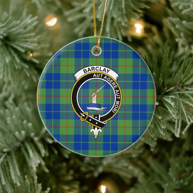 Scottish Klan Barclay Hunting Ancient Tartan och C Julgransprydnad Keramik (Träd)