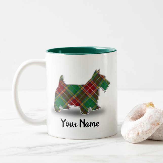 Scottish Klan Baxter Tartan Scottish Terrier Två-Tonad Mugg (Med munk)