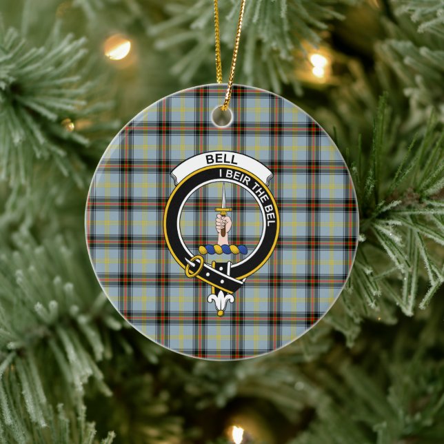 Scottish Klan Bell Tartan och Vapensköld Julgransprydnad Keramik (Träd)