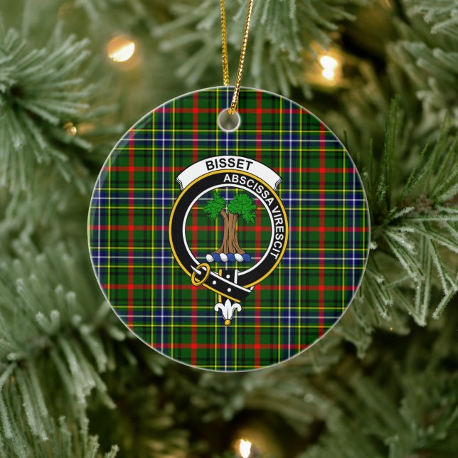 Scottish Klan Bisset Mönster Tartan och Vapensköld Julgransprydnad Keramik (Träd)