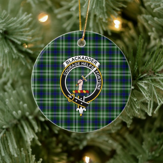 Scottish Klan Blackadder Tartan och Vapensköld Julgransprydnad Keramik (Träd)