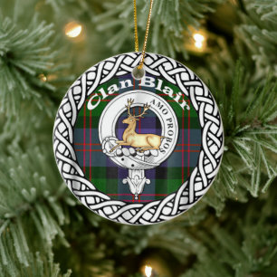 Scottish Klan Blair Vapensköld Old Tartan and Vape Julgransprydnad Keramik