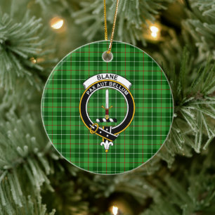 Scottish Klan Blane Tartan och Vapensköld Julgransprydnad Keramik
