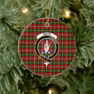 Scottish Klan Boyd Tartan och Vapensköld Julgransprydnad Keramik