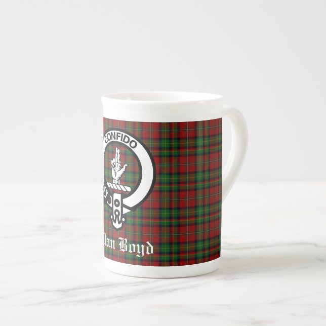 Scottish Klan Boyd Vapensköld Badge & Tartan Benporslin Mugg (Framsida höger)