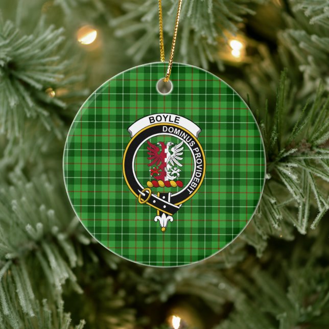 Scottish Klan Boyle Tartan och Vapensköld Julgransprydnad Keramik (Träd)