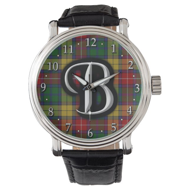 Scottish Klan Buchanan Monogram Tartan Armbandsur (Framsida)