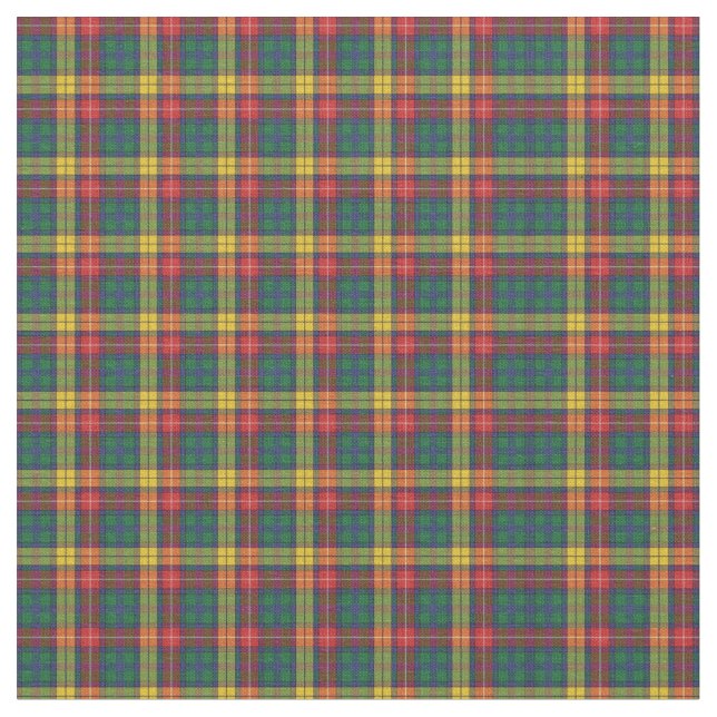 Scottish Klan Buchanan Play Red Grönt Gult Tyg (Närbild)