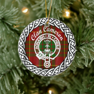 Scottish Klan Cameron Tartan och Vapensköld Julgransprydnad Keramik