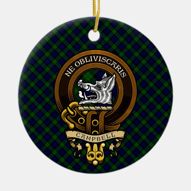 Scottish Klan Campbell Badge and Vapensköld Julgransprydnad Keramik (Framsidan)