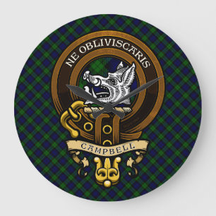 Scottish Klan Campbell Badge and Vapensköld Stor Klocka