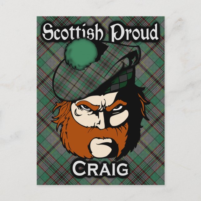 Scottish Klan Craig Tartan Postcard Vykort (Framsida)