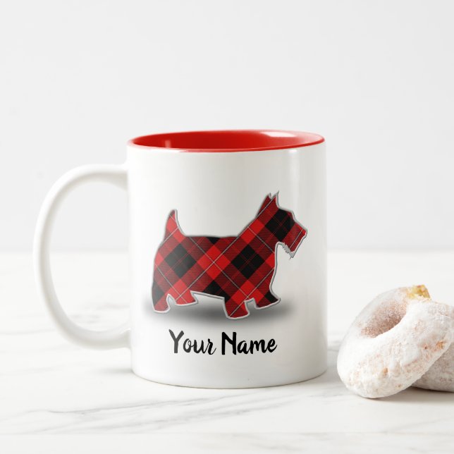 Scottish Klan Cunningham Tartan Scottish Terrier Två-Tonad Mugg (Med munk)