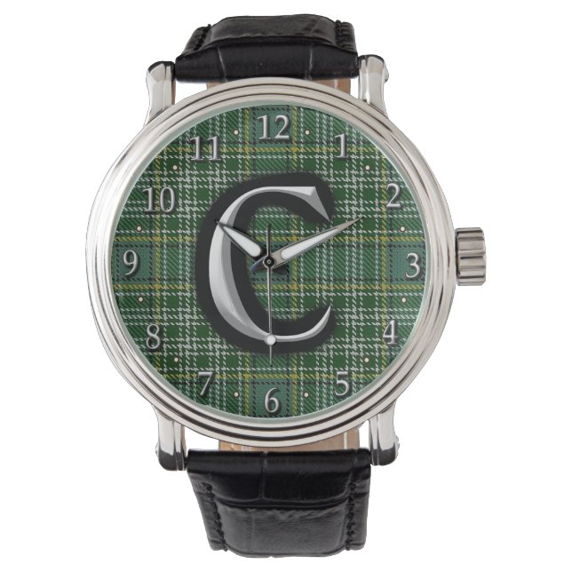 Scottish Klan Currie Brev C Monogram Tartan Armbandsur (Framsida)