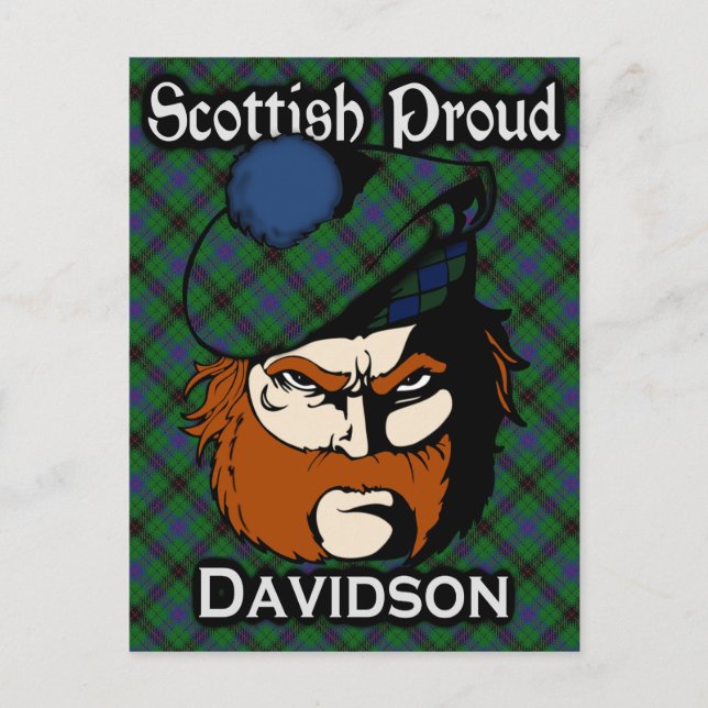 Scottish Klan Davidson Tartan Postcard Vykort (Framsida)