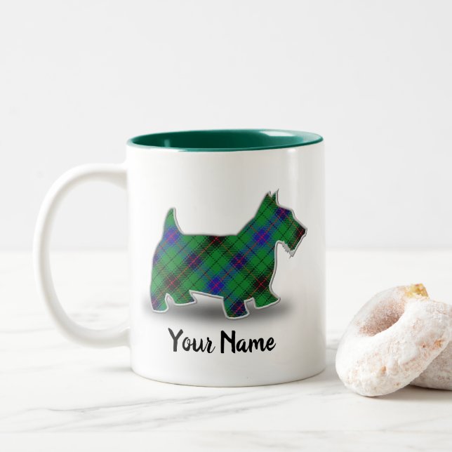 Scottish Klan Davidson Tartan Scottish Terrier Två-Tonad Mugg (Med munk)