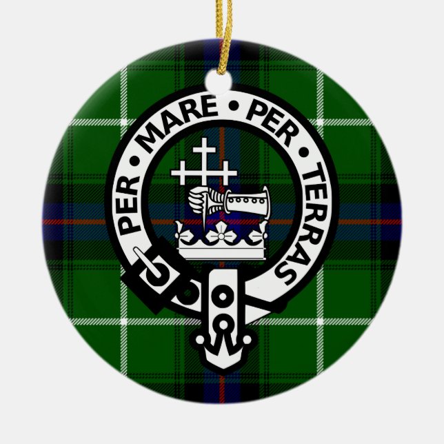Scottish Klan Donald Tartan och Vapensköld Julgransprydnad Keramik (Framsidan)