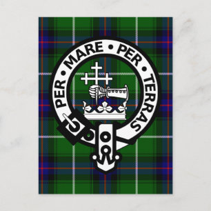 Scottish Klan Donald Tartan och Vapensköld Vykort