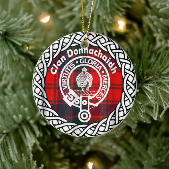 Scottish Klan Donnachaidh Tartan och Vapensköld Julgransprydnad Keramik (Träd)