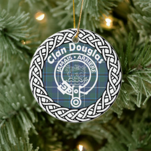 Scottish Klan Douglas Tartan och Vapensköld Julgransprydnad Keramik