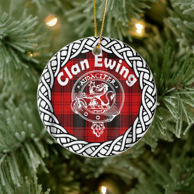 Scottish Klan Ewing Tartan och Vapensköld Julgransprydnad Keramik (Träd)