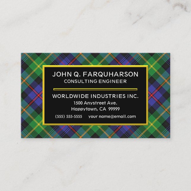 Scottish Klan Farquharson Tartan Play Visitkort (Framsida)