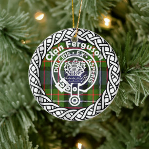Scottish Klan Ferguson Tartan och Vapensköld Julgransprydnad Keramik