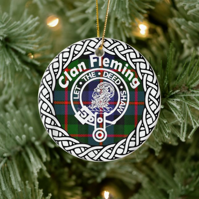 Scottish Klan Fleming Tartan och Vapensköld Julgransprydnad Keramik (Träd)
