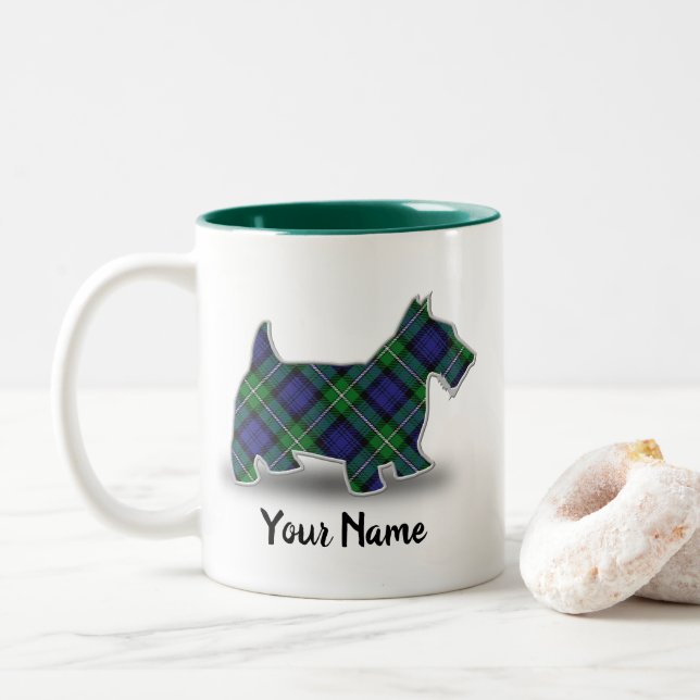 Scottish Klan Forbes Tartan Scottish Terrier Två-Tonad Mugg (Med munk)