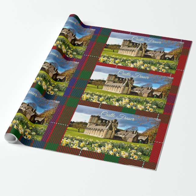 Scottish Klan Fraser Castle Tartan Wrapping Papper Presentpapper (Utrullad)