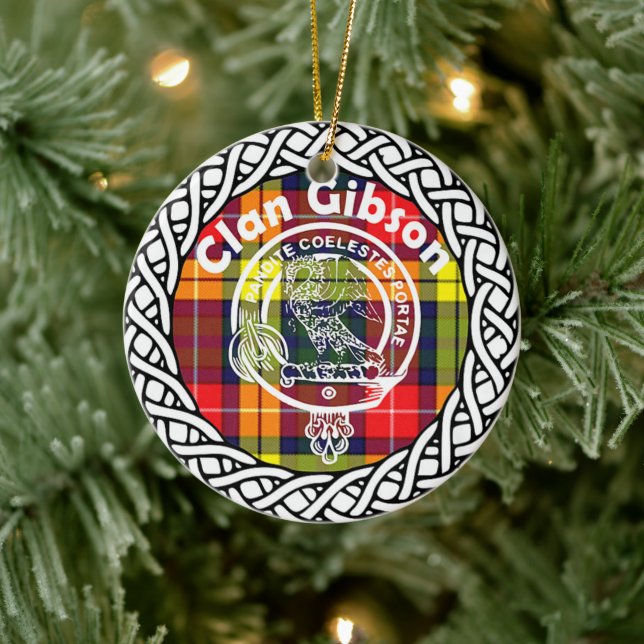 Scottish Klan Gibson Tartan och Vapensköld Julgransprydnad Keramik (Träd)