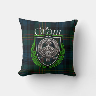 Scottish Klan Grant Tartan och Vapensköld Kudde