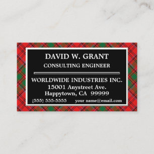 Scottish Klan Grant Tartan Play Visitkort