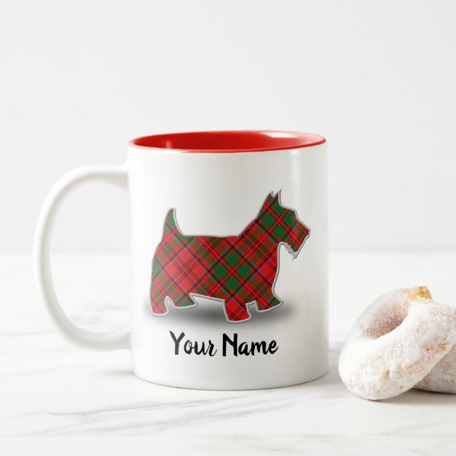Scottish Klan Grant Tartan Scottish Terrier Två-Tonad Mugg (Med munk)