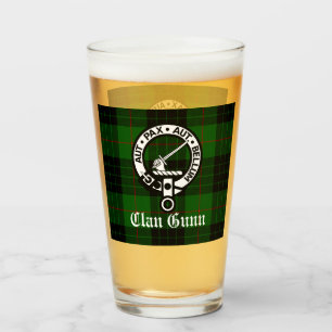 Scottish Klan Gunn Vapensköld Badge och Tartan Glaskopp