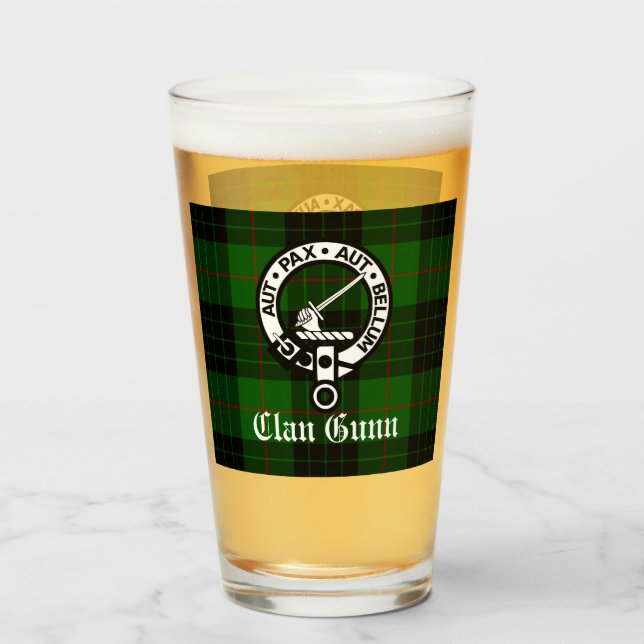 Scottish Klan Gunn Vapensköld Badge och Tartan Glaskopp (Framsida fylld)