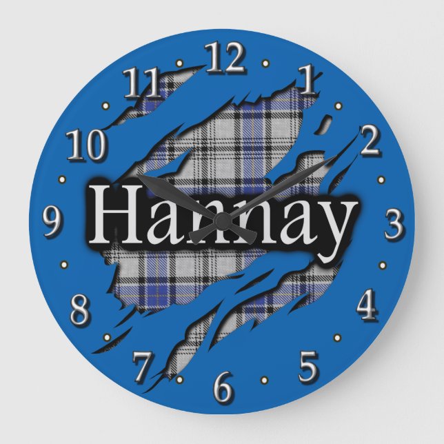 Scottish Klan Hannay Tartan Stor Klocka (Framsida)