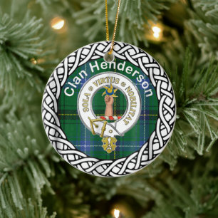 Scottish Klan Henderson Tartan och Vapensköld Julgransprydnad Keramik